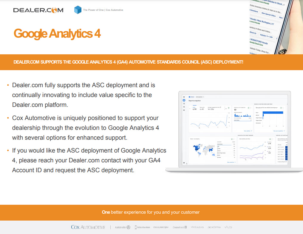 Dealer.com Google Analytics 4 GA4 one-sheet image